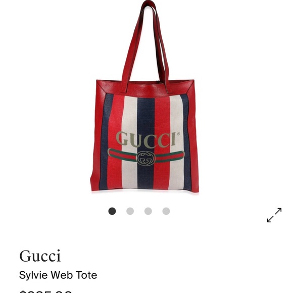Gucci Red and Blue Sylvie Web Tote Bag - Picture 2 of 9